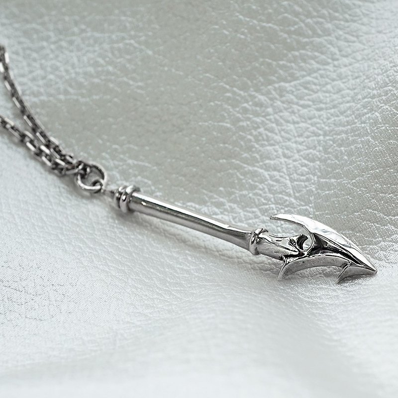 Gentian bright Silver with 2.2mm chain Three Kingdoms Zhao Yun weapon sterling silver necklace | Recommended Silver necklace (single price) - Necklaces - Sterling Silver Silver