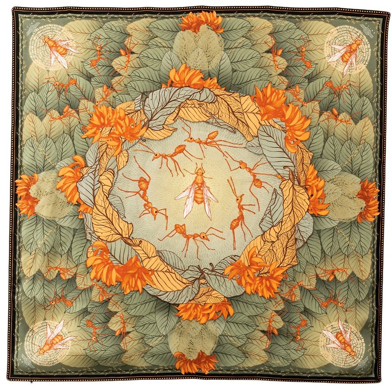 Polyester Scarves Orange - Queen Ant Silk Scarves – Yellow and Orange