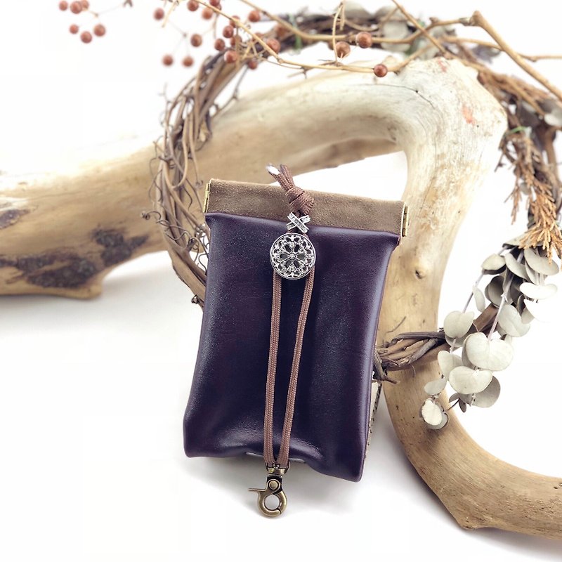 Stitching free shrapnel key bag - key / key bag / storage / key case - Keychains - Genuine Leather Purple