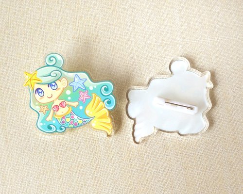 Magsterarts插圖與設計 美人魚別針/胸針/徽章 - Mermaid Pin