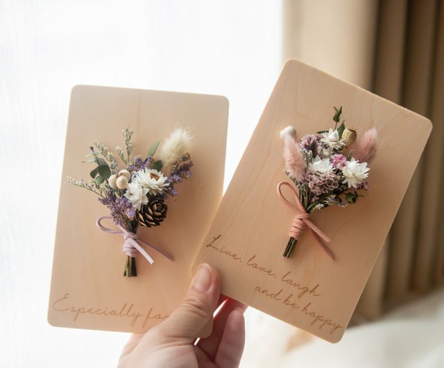 【専用】プリザーブドフラワー　ドライフラワー　花束　ミニブーケ ミニドライブーケ木製カード - プリザーブドフラワーギフト