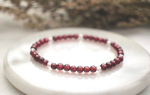 Garnet Beads Bracelet Genuine Garnet Stone Dark Red Color Real