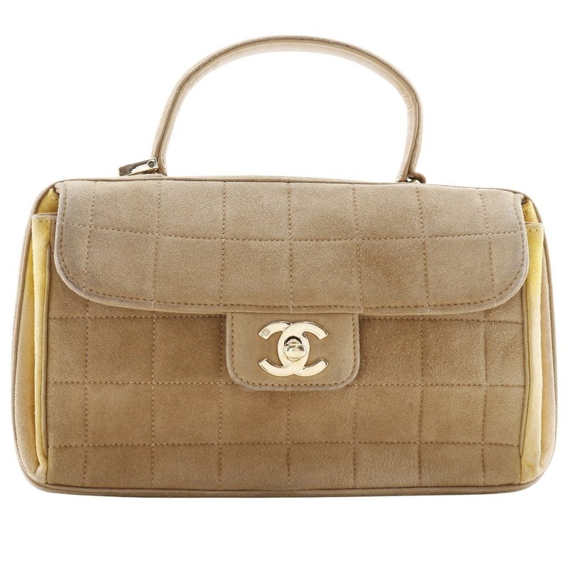 【日本直送】シャネル CHANEL チョコバー ハンドバッグ ワンハンドル スウェード 茶/黄 レディース【中古】 - 手提包/手提袋 - 真皮 咖啡色