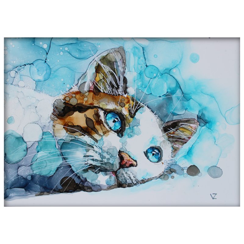 貓的肖像 原畫 21*30cm - 壁貼/牆壁裝飾 - 其他材質 多色