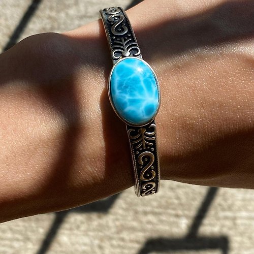 Lost and find 【Lost and find】天然石 古董風 Larimar 拉利瑪 海紋石 手鐲
