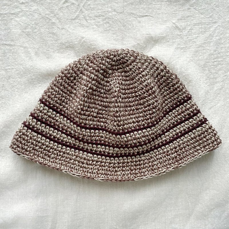 Handmade knitted hats/wool hats/fisherman hats/handmade crochet hats/knitted hats - หมวก - ผ้าฝ้าย/ผ้าลินิน สีนำ้ตาล