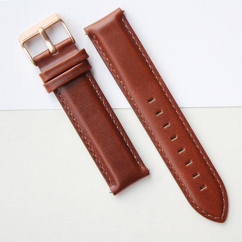 【PICONO】Quick release brown leather strap-Rosegold