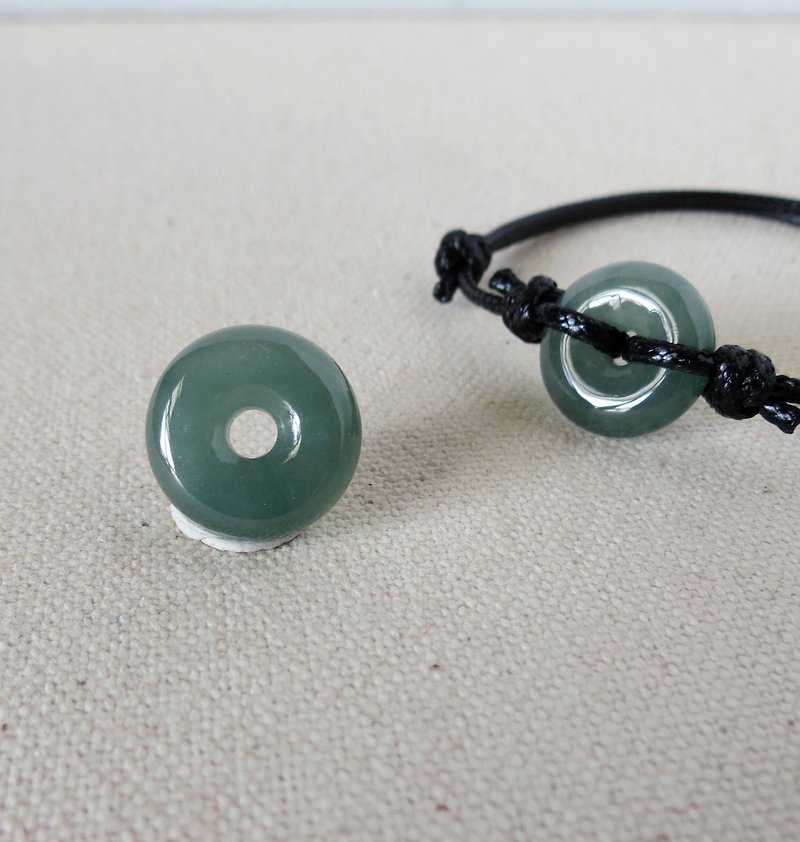 Animal year ‧ [peace] wishful peace jade buckle Wax cord bracelet Korea*BF09*Lucky, anti-villain - Bracelets - Gemstone Green