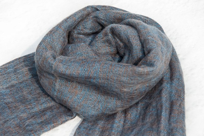 Pure wool shawl / knitted scarf / knitted shawl / blanket / pure wool scarf / wool shawl - deep ocean - Knit Scarves & Wraps - Wool Multicolor