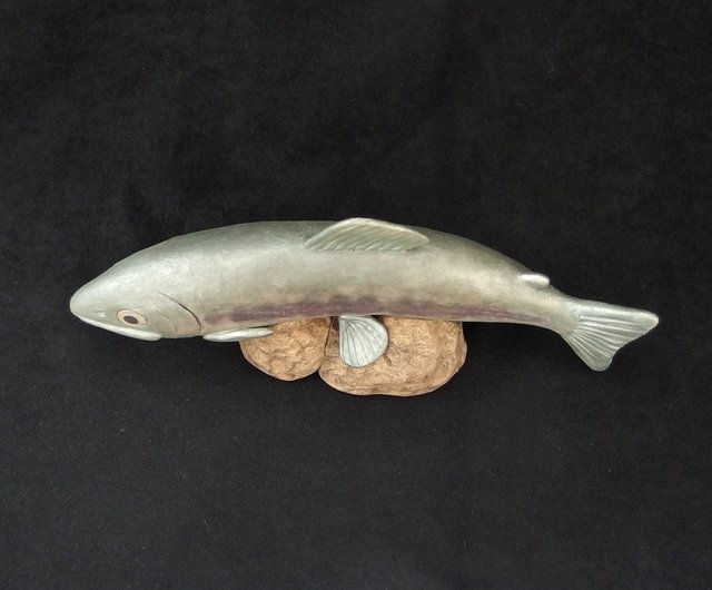 陶芸置物・シロザケ・メス - ショップ Shinobu Araki Art 置物