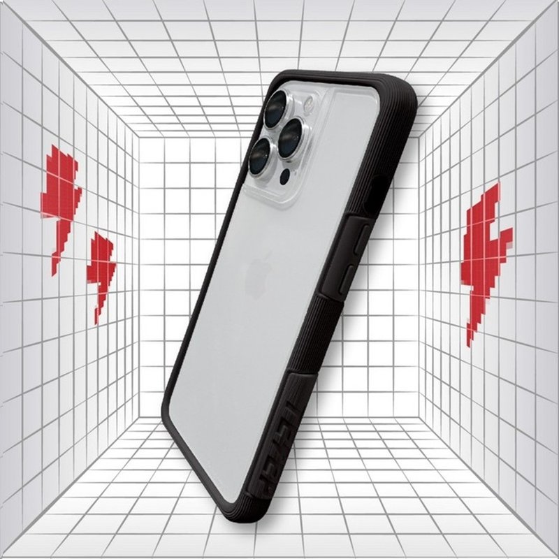 送品牌掛繩 iPhone 14系列 EPI 水波紋抗污防摔手機殼-純黑 - 手機殼/手機套 - 塑膠 白色