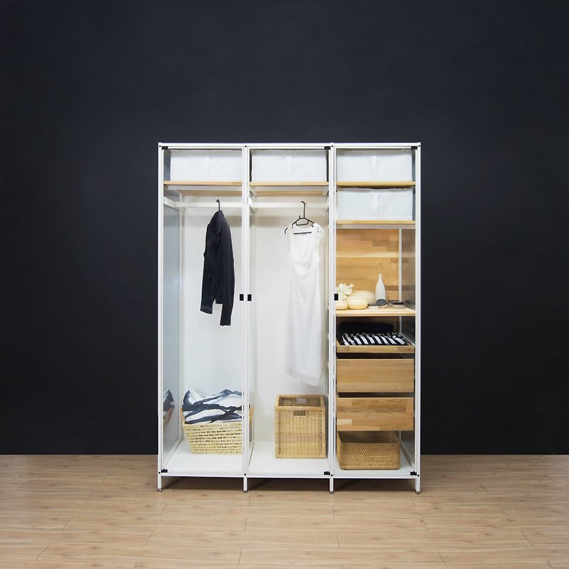 Creesor - Shido 60 Glass Frame Wardrobe - ตู้เสื้อผ้า - โลหะ ขาว