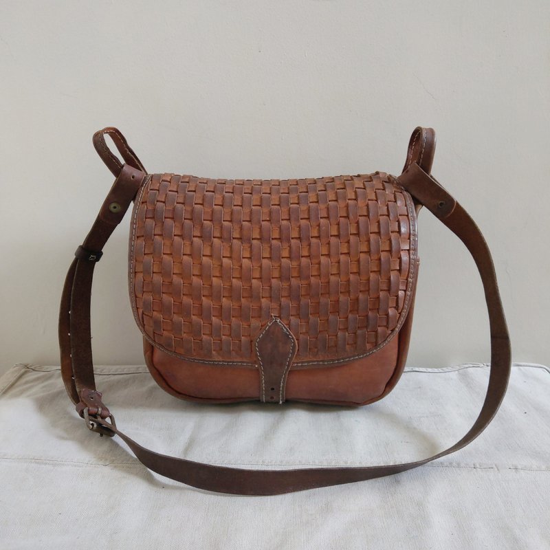 皮革包_B079 - 側背包/斜背包 - 真皮 咖啡色