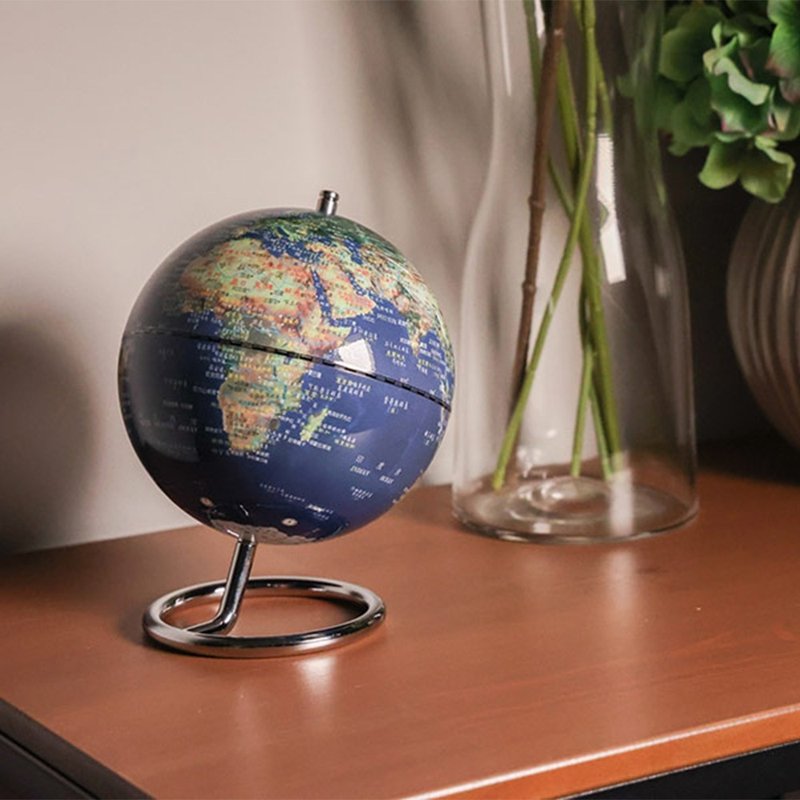 SkyGlobe 5-inch glossy satellite O-shaped bright chrome base globe - ของวางตกแต่ง - โลหะ หลากหลายสี