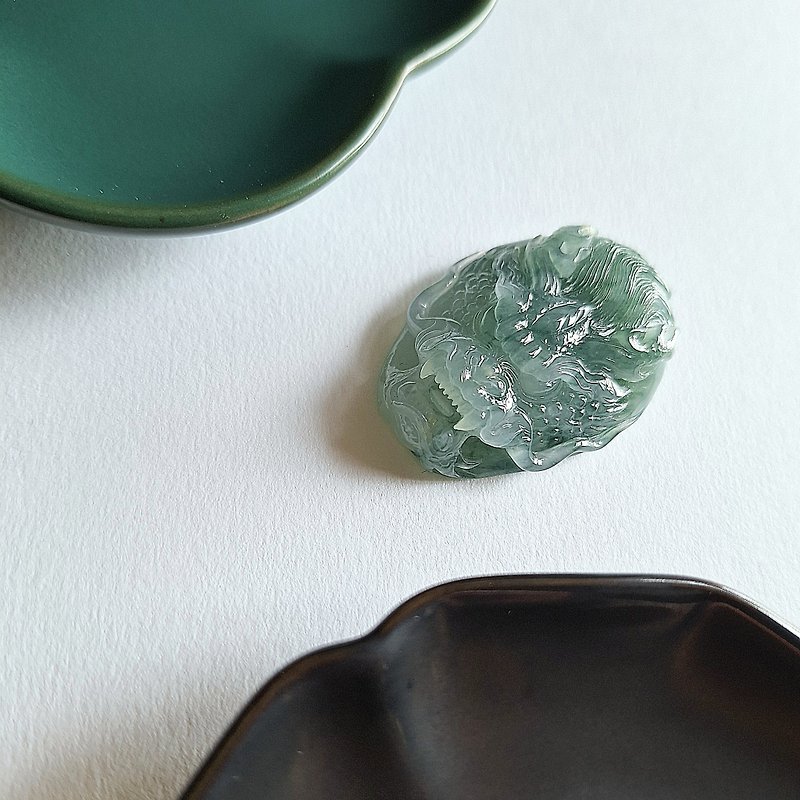 Domineering Dragon Head Pendant | Natural Burmese Jadeite | jade - สร้อยคอ - หยก 