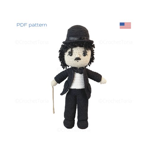 CrochetToria Digital crochet patterns. Download PDF file (in English). Charlie Chaplin