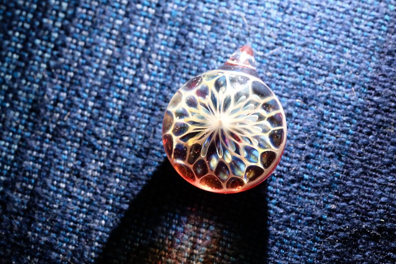 Mystical Mandala Glazed Pendant 2 Peach - สร้อยติดคอ - แก้ว สีแดง