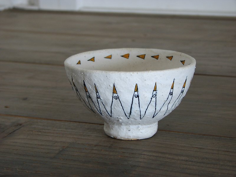 鳥のお茶碗 - 花瓶・植木鉢 - 陶器 ホワイト