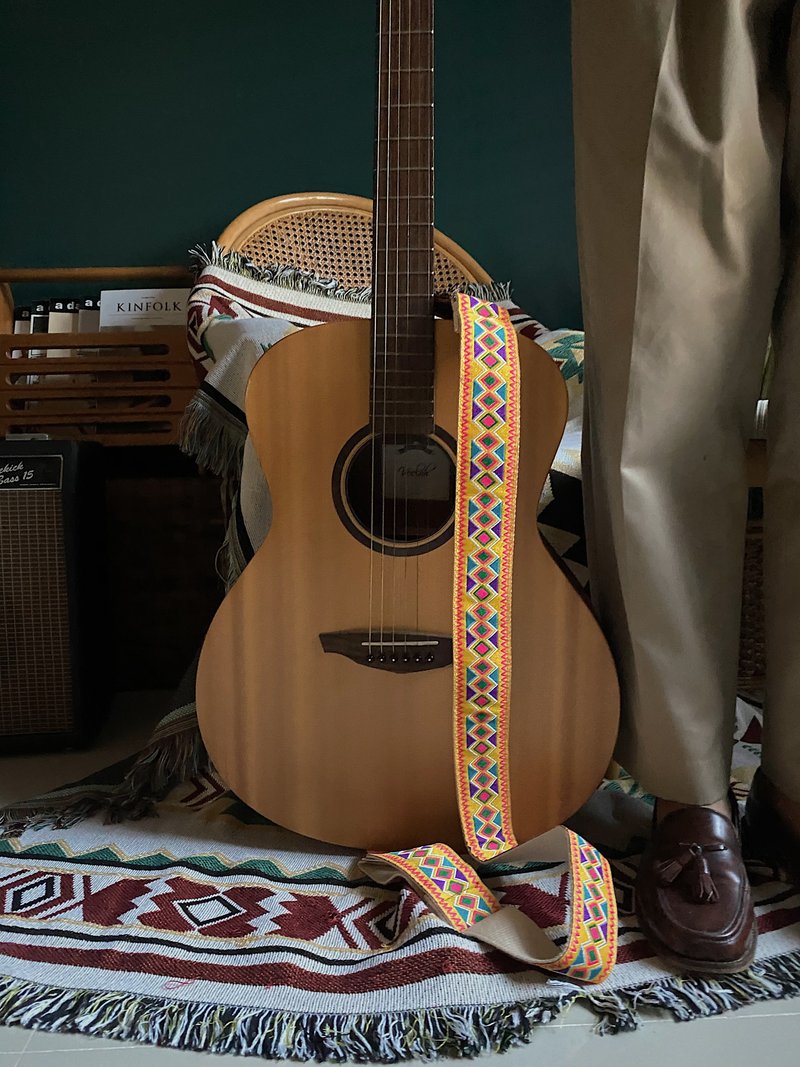 Guitar Strap - Yellow boho Style by YES IDID - 吉他配件 - 真皮 黃色