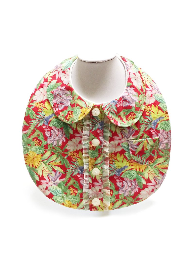 Hawaiian shirt shape bib pocket-girl - Bibs - Cotton & Hemp Multicolor