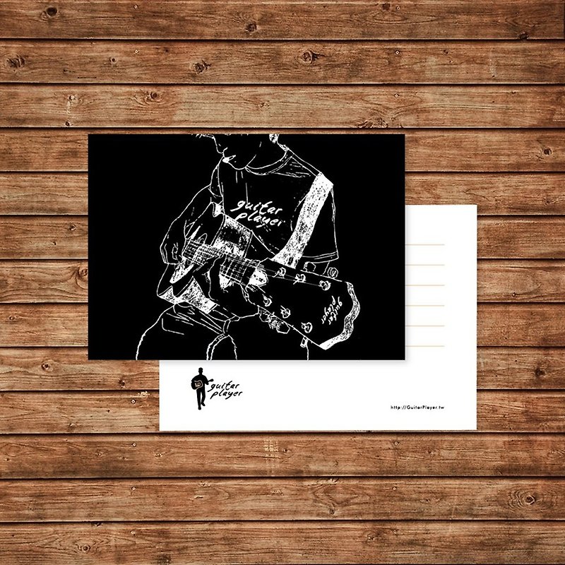 Guitar Player Guitar Player Postcard Music Card Gift - การ์ด/โปสการ์ด - กระดาษ สีดำ