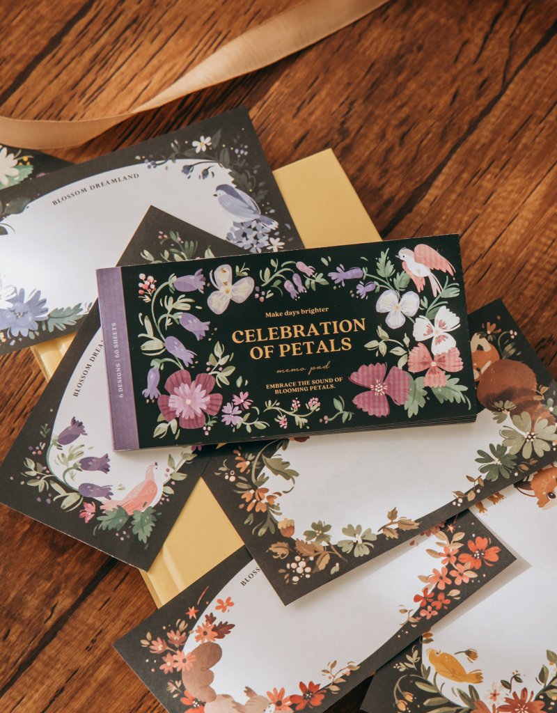 フラワーメモ帳 - 月夜に咲く - 付箋・ポストイット - 紙 ブラック