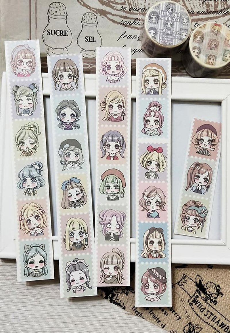 Little girl emoticon  3cm  paper tape - Washi Tape - Paper Multicolor
