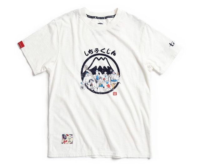 江戸前紳士服 富士山七福神 半袖Tシャツ（オフホワイト