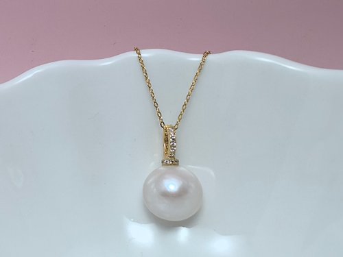 Athena珍珠設計 天然淡水珍珠 大珍珠 萬能扣 純銀吊墜 贈項鏈