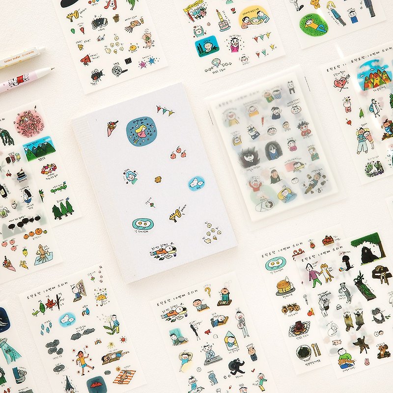 [Korean Cultural and Creative] Daily Korean Transparent Sticker Combination Pack (14 Packs)