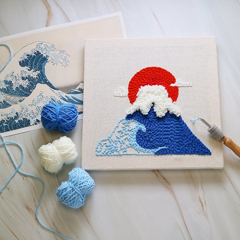 [Embroidery Challenge Pack] Novice Village. Russian Embroidery. Mount Fuji Model. Cactus Model - เย็บปัก/ถักทอ/ใยขนแกะ - ผ้าฝ้าย/ผ้าลินิน สีน้ำเงิน