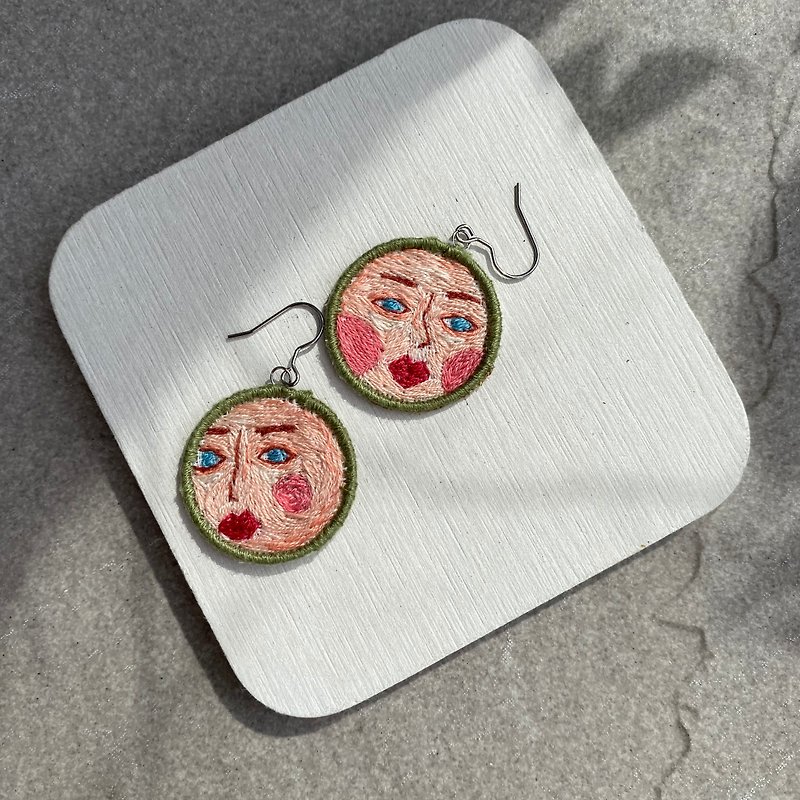 Your face_custom handmade embroidery earrings