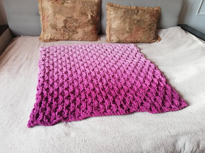 Ombre bedspread pastel danish throw Plush Comforter queen size blanket - 棉被/毛毯 - 聚酯纖維 紫色