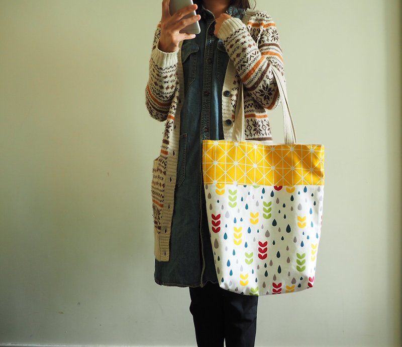 )  Handmade tote bag handbag canvas bag shopping bag colorful waterdrop