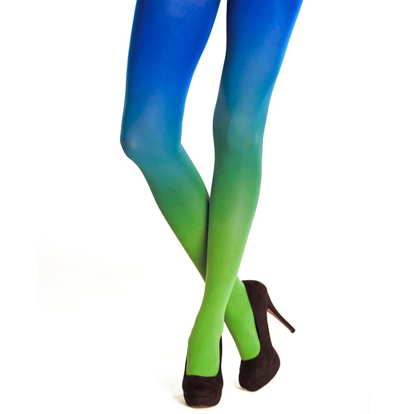 Green-blue ombre gradient pantyhose - 內搭褲/緊身褲 - 尼龍 綠色