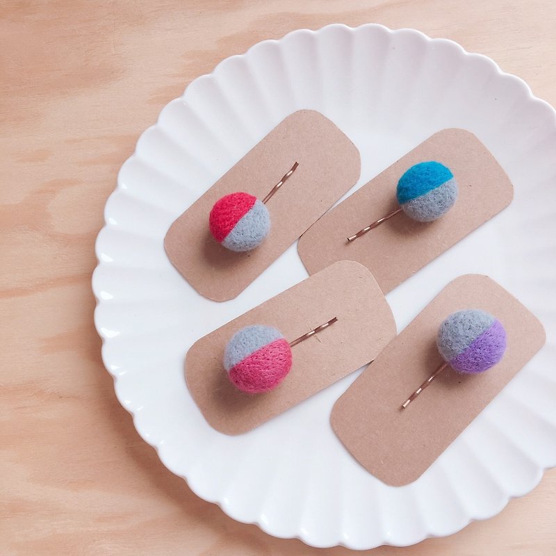 Colorful candy wool felt hair clips