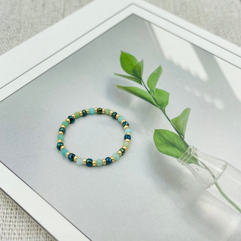 Oxygen Forest Natural Stone Bead Ring - แหวนทั่วไป - เครื่องประดับพลอย สีเขียว