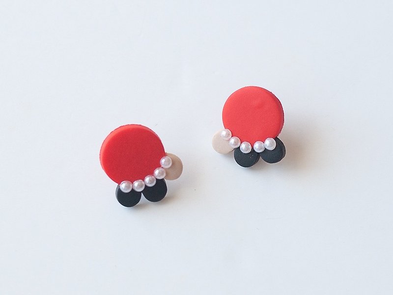 1 point only / scalp earrings - Earrings & Clip-ons - Clay Red