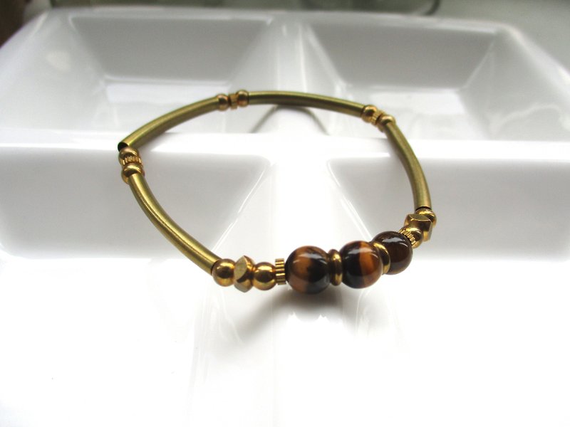 Brass bracelet (Tiger Eye) -1 article - Bracelets - Other Materials Brown