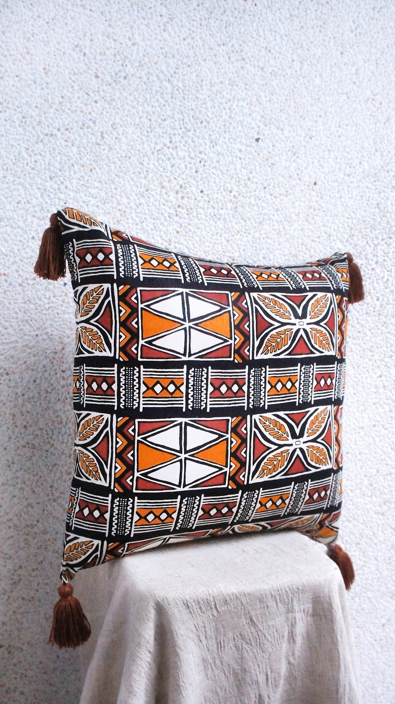Cotton & Hemp Pillows & Cushions - African Cushion Cover * Cocoa Bean Season (without pillow core)