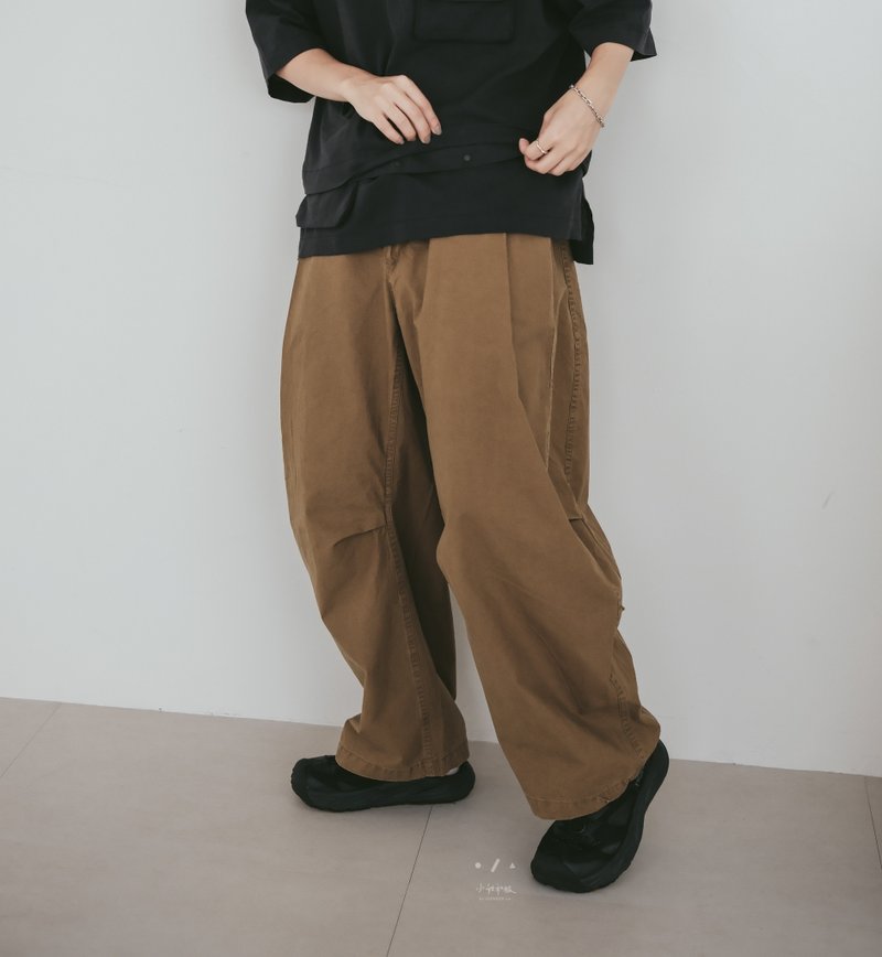 Personally customized oatmeal my pants washed cocoon-shaped trousers - 2 colors - my coffee - กางเกงขายาว - ผ้าฝ้าย/ผ้าลินิน สีกากี