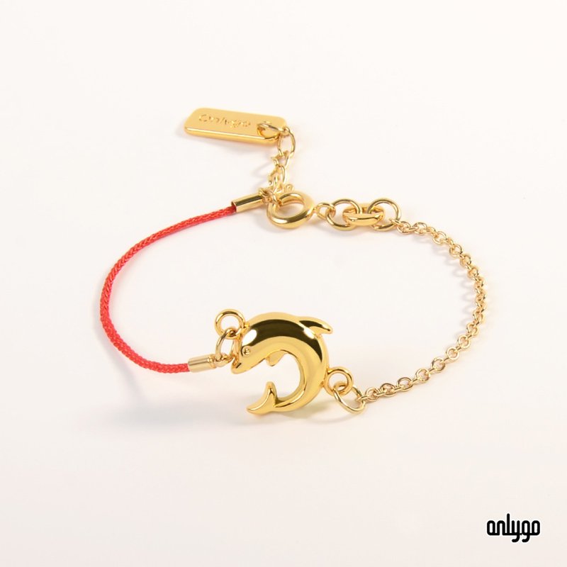 Lucky Bracelet 動物系列幸運手鍊 / 瓶鼻海豚 - 手鍊/手環 - 其他金屬 金色