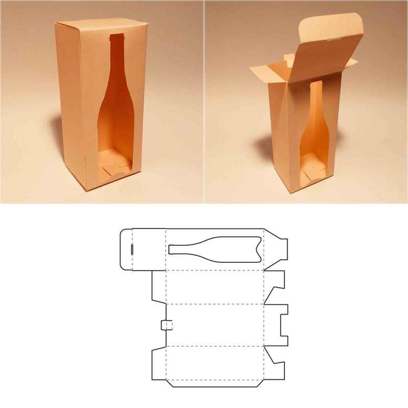 Wine box template, wine gift box, wine bottle box, champagne box, alcohol box - 圖文模板設計 - 其他材質 