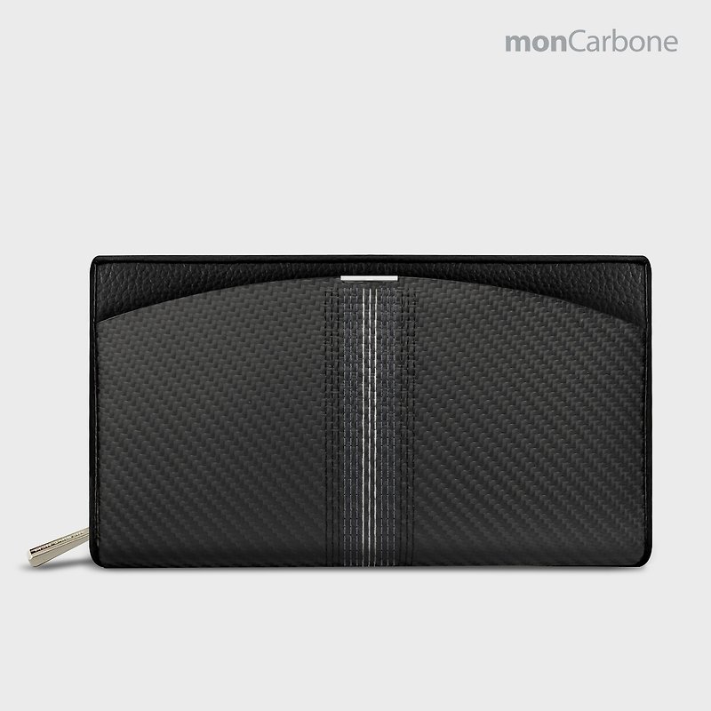 【季節限定セール】monCarboneBlackLabel刺繡トラベルクリップ - 財布 - カーボンファイバー ブラック