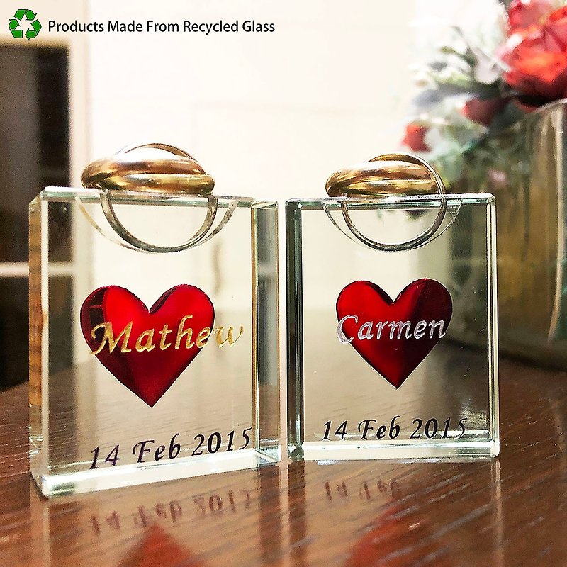 Glass Items for Display Multicolor - My Ring Holder - Pure Heart ( Including casting & coloring name & date )