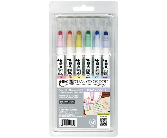 ZIG CLEAN COLOR DOT 6 color set - Shop kuretake-tw Other Writing Utensils -  Pinkoi