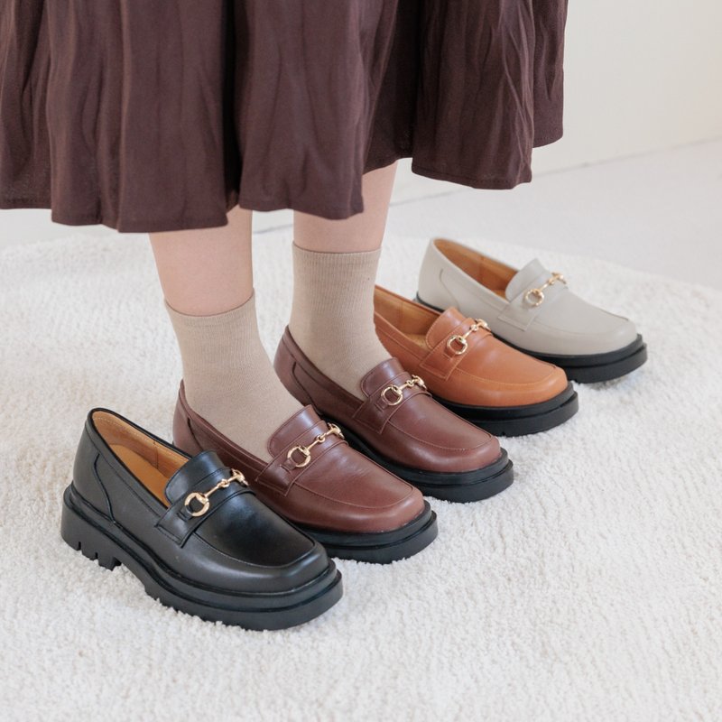 Porter Combat Loafers Caramel Brown - รองเท้าอ็อกฟอร์ดผู้หญิง - หนังแท้ 