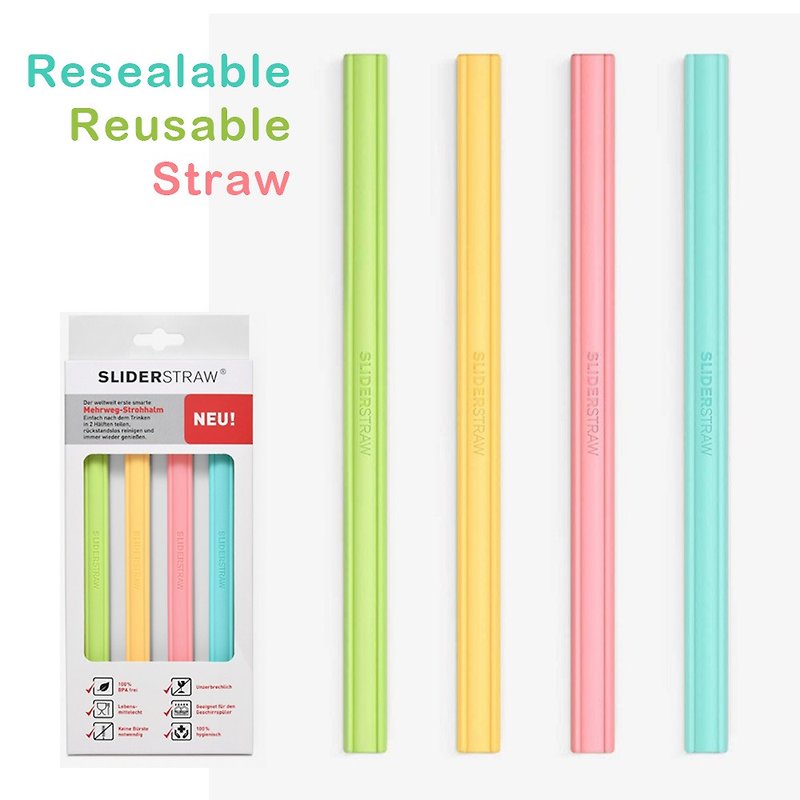 German environmentally friendly detachable straws (four in one set) - Reusable Straws - Silicone 