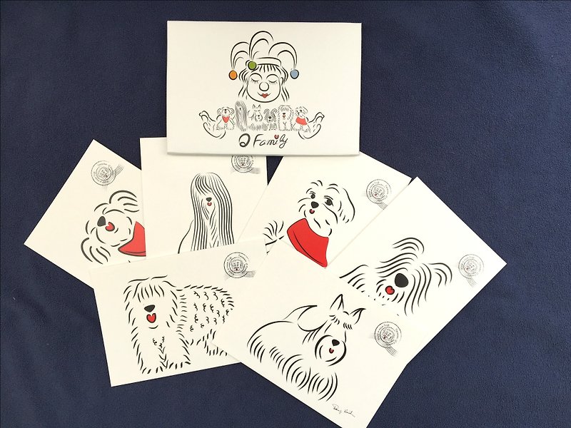 Paper Cards & Postcards White - Q Family Postcard Group Hairy Child Series (6 sheets + cover)