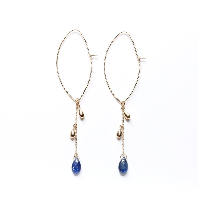 Drop Sapphire K10 Marquise Earrings ~RADIANT MOMENTS~ - Earrings & Clip-ons - Gemstone Blue